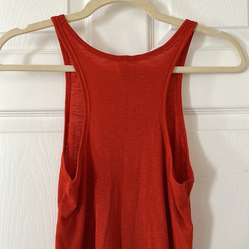 Free People Orange Ribbed Racer Back Tank - Picture 3 of 4
